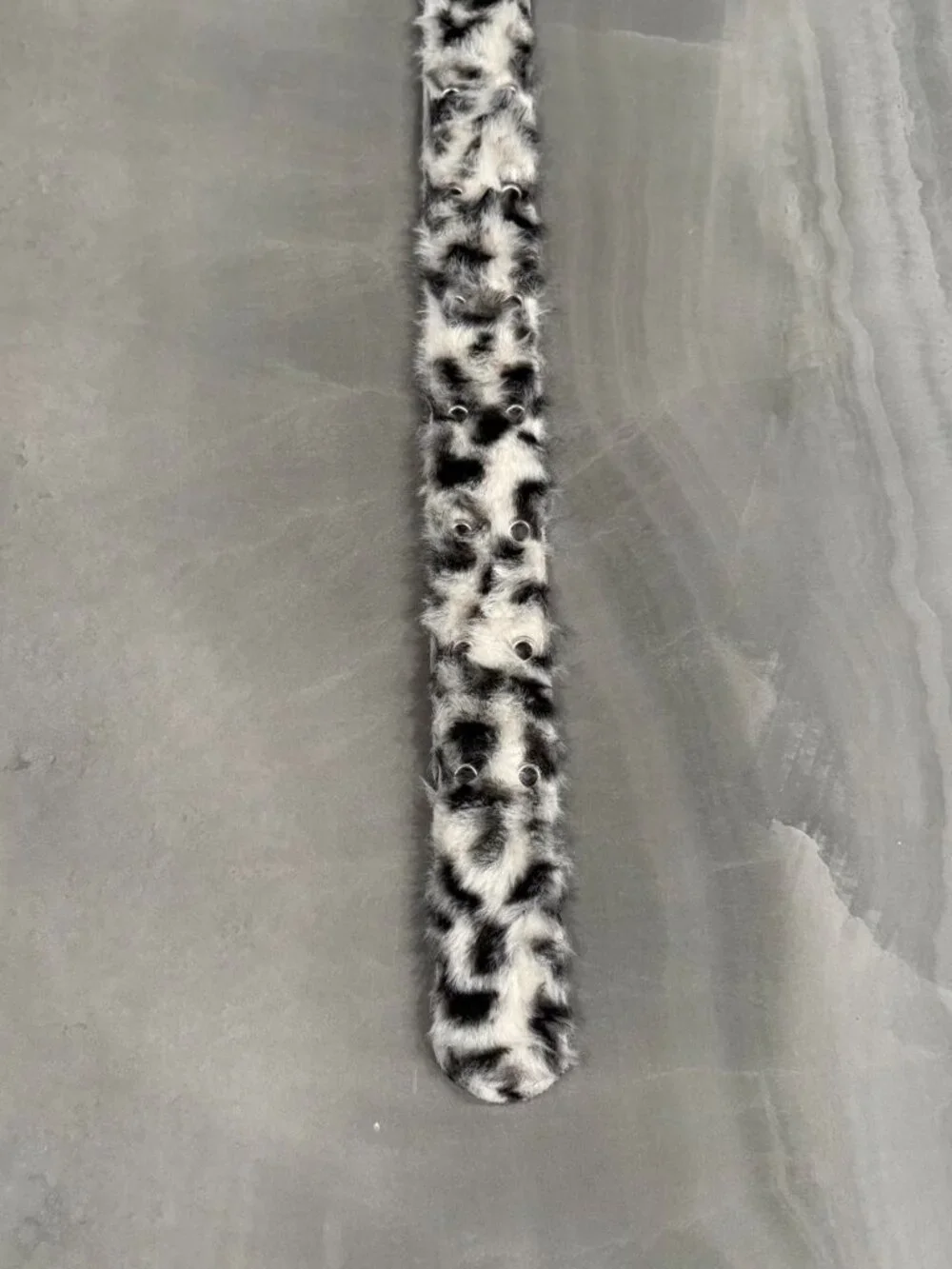 Snow Leopard Print Fur Double Roller Belt